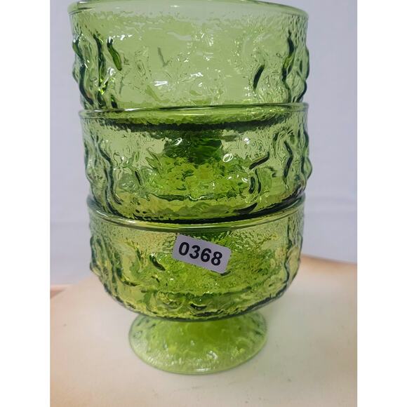 Anchor Hocking Lido Milano 3 Dessert Glasses; Avocado; Pedestal 2 3/4"Tall 6oz. - Picture 6 of 6